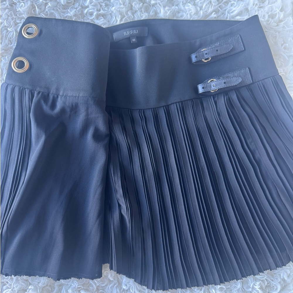 Gucci Black Mini Skirt with Buckle Accents - Picture 3 of 11